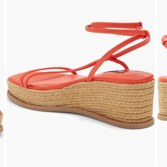 Nine West Alexx Orange Strappy Wedge Espadrille Sandal, NEW, Size 6, MSRP $89 - Picture 3 of 14
